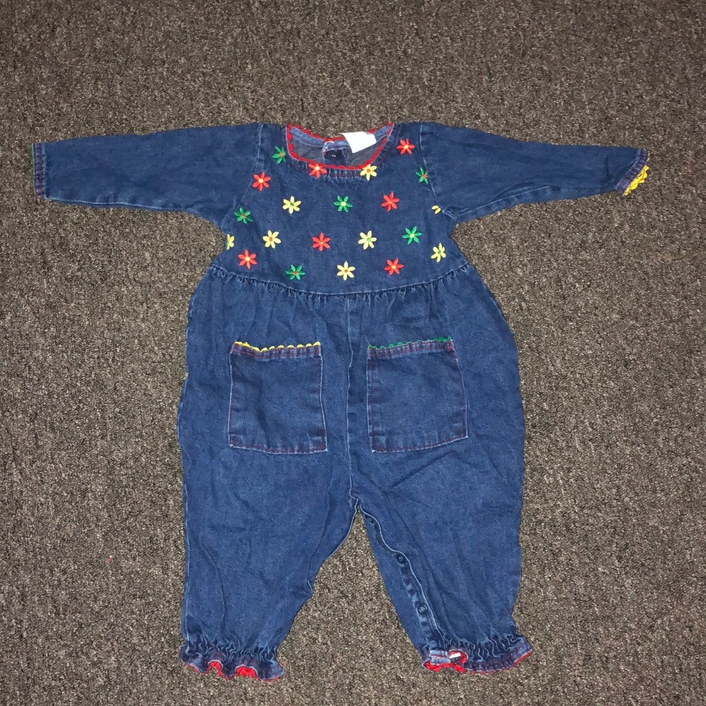 Long sleeve denim romper